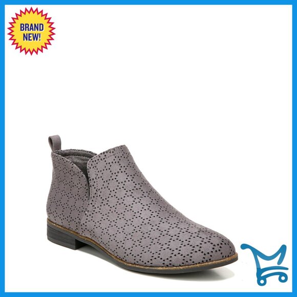 Women's Ankle Booties Slip-On Perforated Round Toe Low Heel